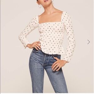Reformation Laurent Top Polka Dot‎ Long Sleeve Medium